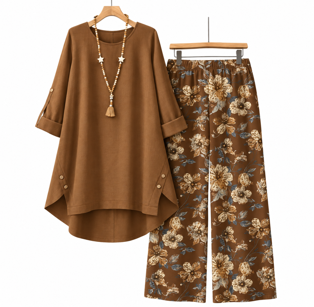 Women's Cotton Linen Half Sleeve Top & Pants Set – Breathable & lightweight