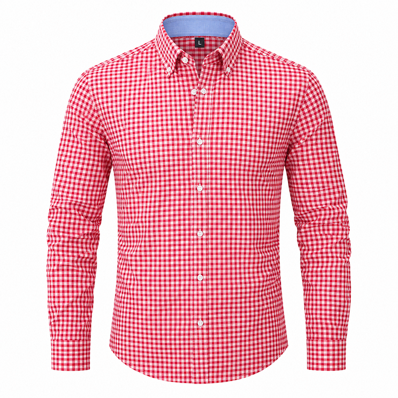 Clearance sale! Men's Plaid Button Down Shirts Cotton Long Sleeve Dress Shirts Regular Fit Gingham Shirts