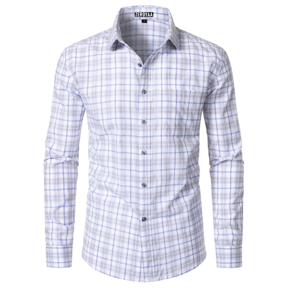 Men's Long-Sleeve Plaid Dress Shirt – Slim Fit, Classic Style
