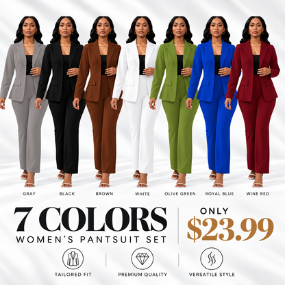 Women's elegant business solid color long-sleeved two-piece suit