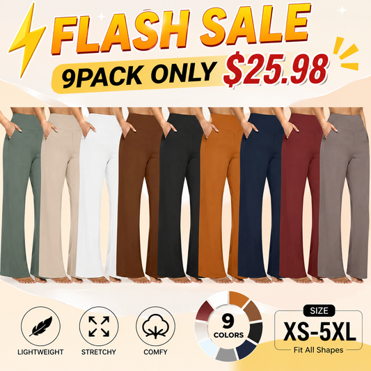 Women’s High-Waist Wide Leg Pants – Business Casual Yoga Dress Pants with Pockets