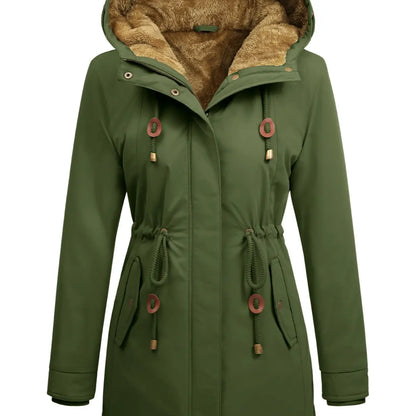 Women's Fleece Parka Jacket, Hooded, Long Warm