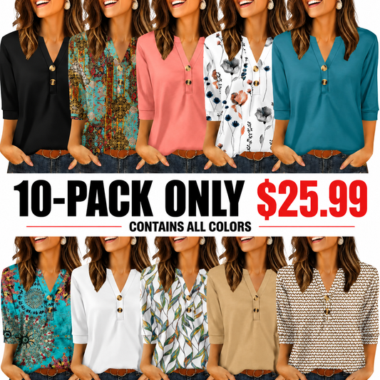 Womens Tops 3/4 Sleeve Heley Shirts for Women Summer Fashion Blouses