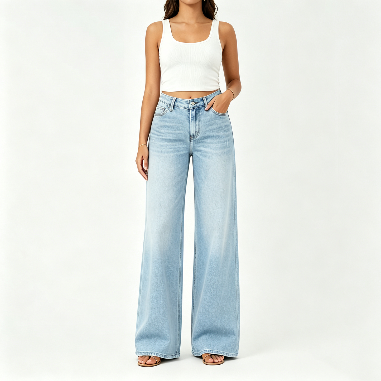 【LAST DAY SALE】Rise Baggy Stretchy Wide Leg Jeans