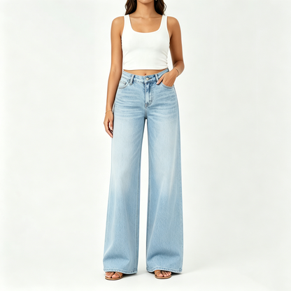 【LAST DAY SALE】Rise Baggy Stretchy Wide Leg Jeans