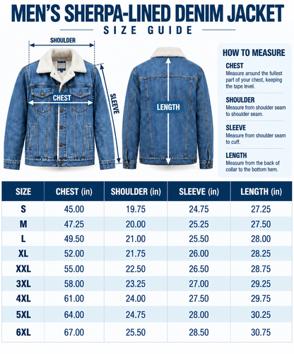 🔥 BESTSELLER | Men's Sherpa-Lined Denim Jacket