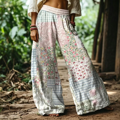 Women's Casual Bohemian Style Floral Print Wide Leg Pant