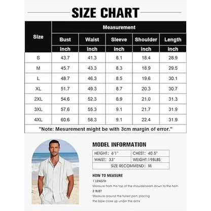 💥Men's Cuban Guayabera Shirt Short Sleeve V-Neck