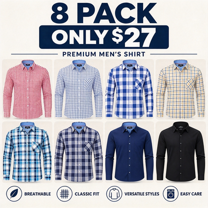 Clearance sale! Men's Plaid Button Down Shirts Cotton Long Sleeve Dress Shirts Regular Fit Gingham Shirts