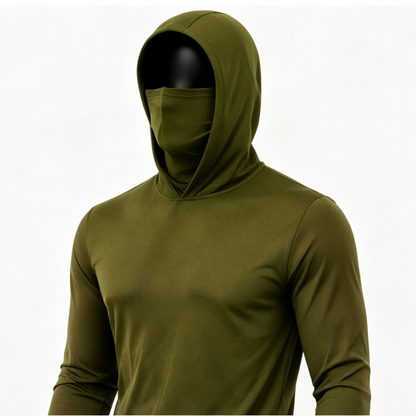 Men's UPF 50+ Long-Sleeve Sun-Protection Hoodie (with Sleeve Pocket and Face Mask)