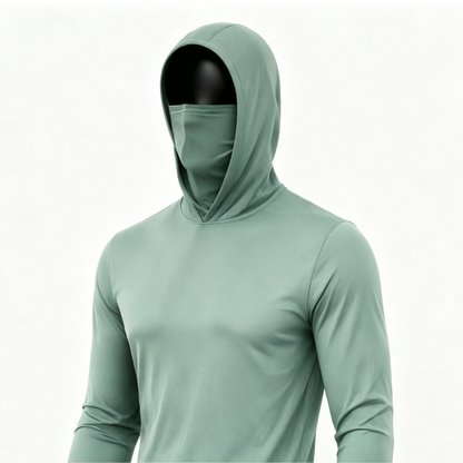 Men's UPF 50+ Long-Sleeve Sun-Protection Hoodie (with Sleeve Pocket and Face Mask)