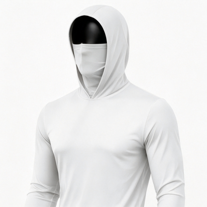 Men's UPF 50+ Long-Sleeve Sun-Protection Hoodie (with Sleeve Pocket and Face Mask)