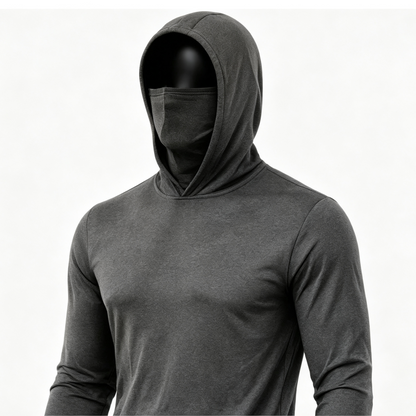 Men's UPF 50+ Long-Sleeve Sun-Protection Hoodie (with Sleeve Pocket and Face Mask)
