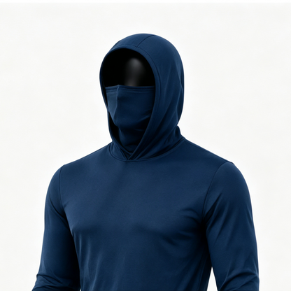Men's UPF 50+ Long-Sleeve Sun-Protection Hoodie (with Sleeve Pocket and Face Mask)