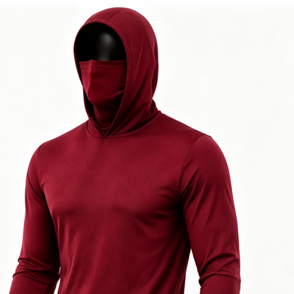 Men's UPF 50+ Long-Sleeve Sun-Protection Hoodie (with Sleeve Pocket and Face Mask)
