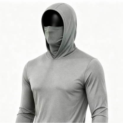 Men's UPF 50+ Long-Sleeve Sun-Protection Hoodie (with Sleeve Pocket and Face Mask)