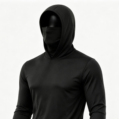 Men's UPF 50+ Long-Sleeve Sun-Protection Hoodie (with Sleeve Pocket and Face Mask)