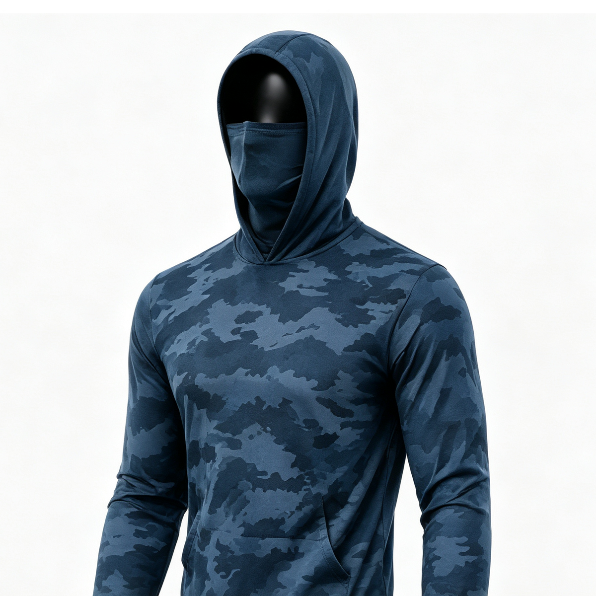 Men's UPF 50+ Long-Sleeve Sun-Protection Hoodie (with Sleeve Pocket and Face Mask)