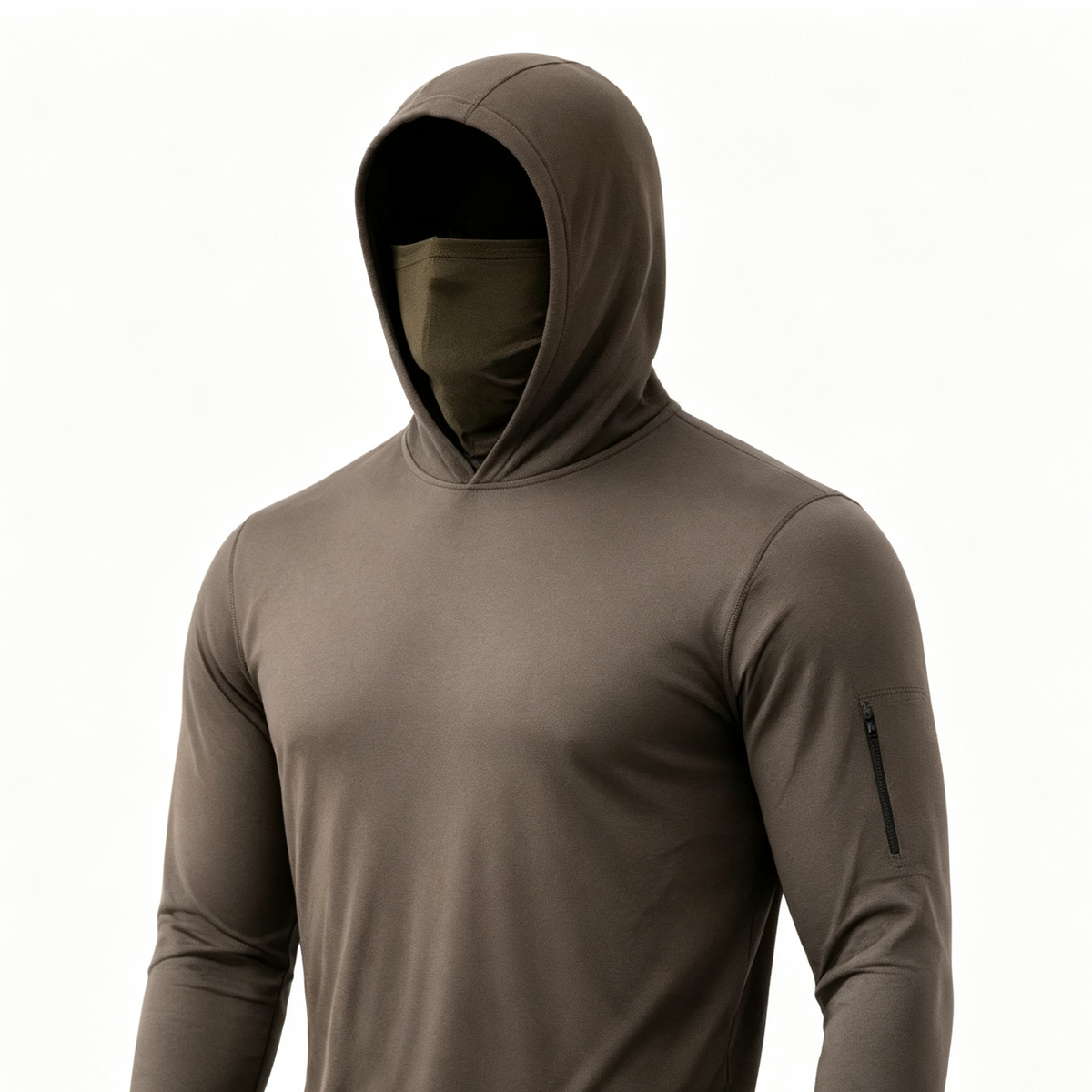Men's UPF 50+ Long-Sleeve Sun-Protection Hoodie (with Sleeve Pocket and Face Mask)