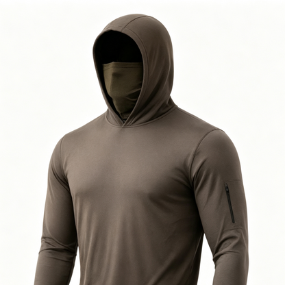 Men's UPF 50+ Long-Sleeve Sun-Protection Hoodie (with Sleeve Pocket and Face Mask)