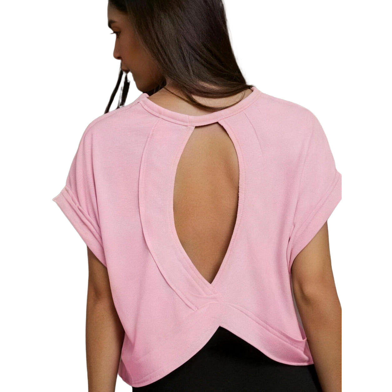Women's Essnce Cut Out Back Batwing Sleeve Tee