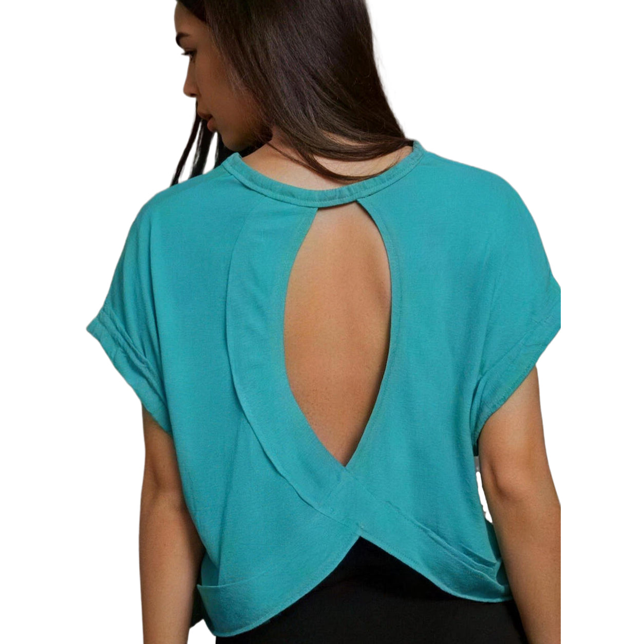 Women's Essnce Cut Out Back Batwing Sleeve Tee