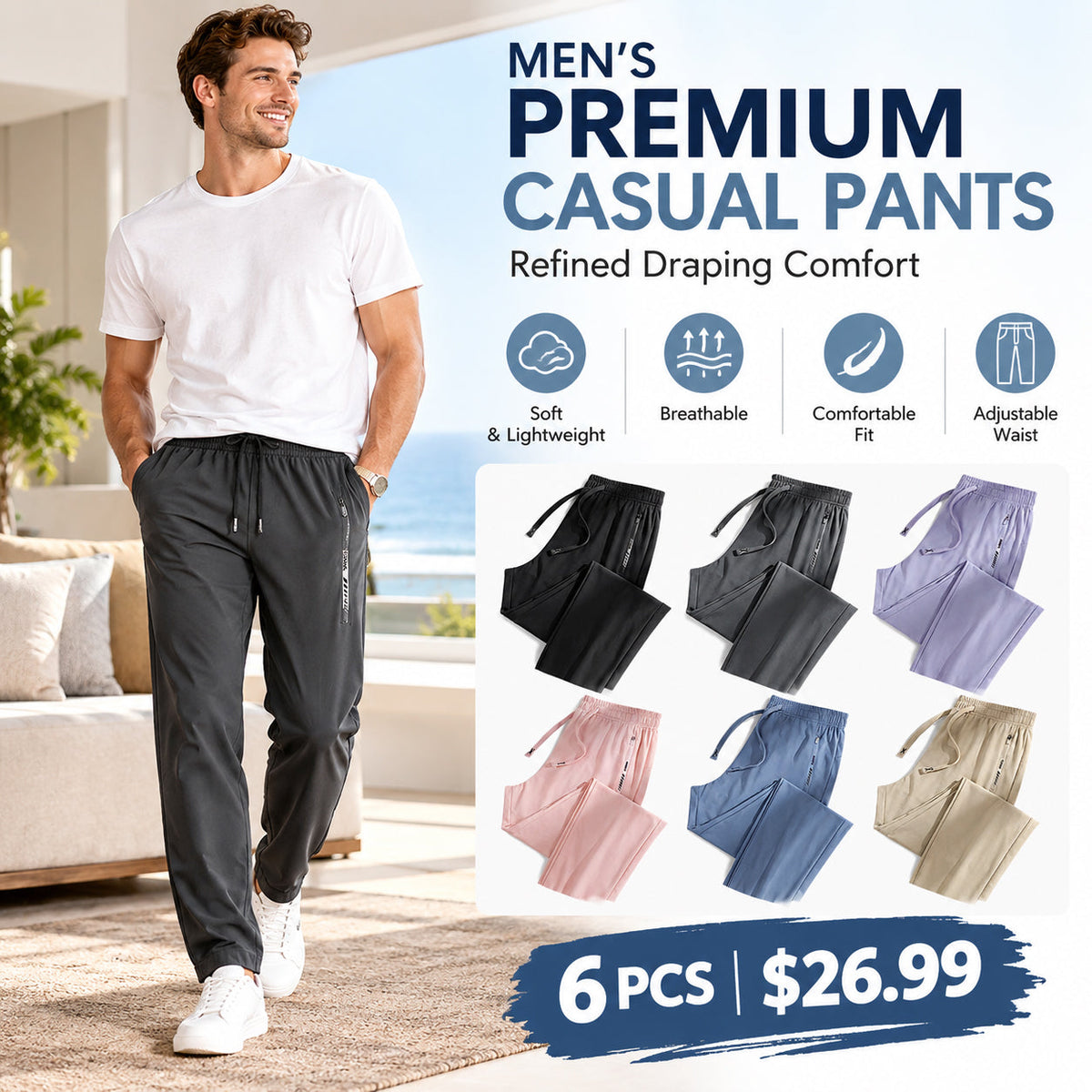 💖LAST DAY SALE 65% OFF💖🎁Unisex Ultra Soft Stretch Perfect Drape Casual Pants