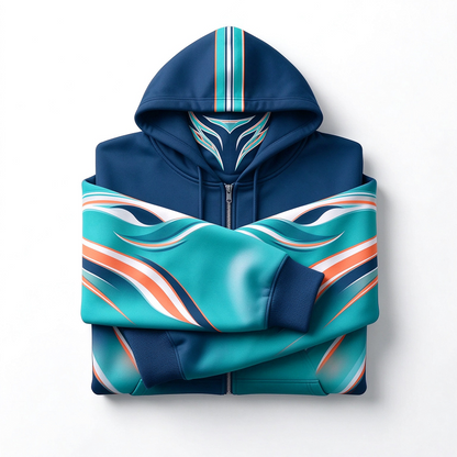 Teams Built-in Balaclava Zip Up Hoodie Football Sports Fan Full Zip Fleece Jacket Warm Winter Face Mask Sweatshirt Streetwear