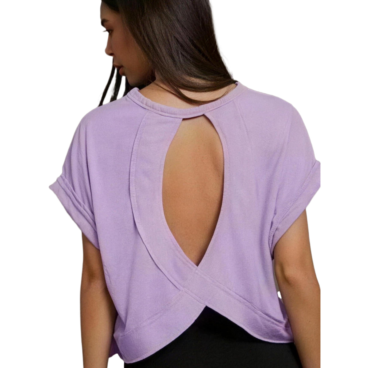 Women's Essnce Cut Out Back Batwing Sleeve Tee
