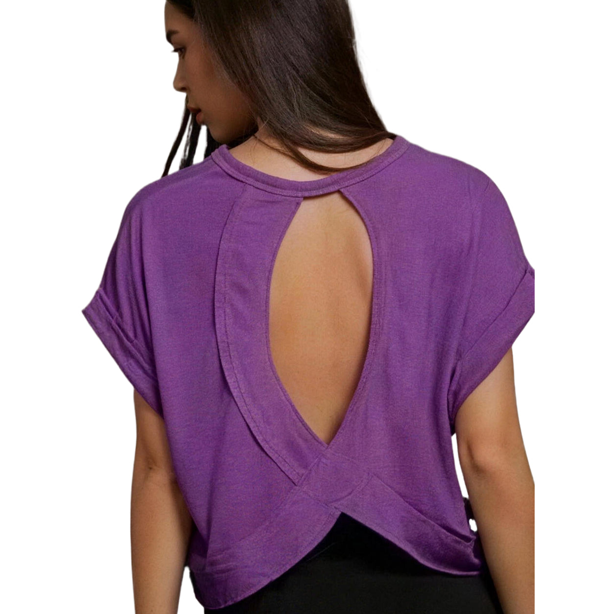 Women's Essnce Cut Out Back Batwing Sleeve Tee