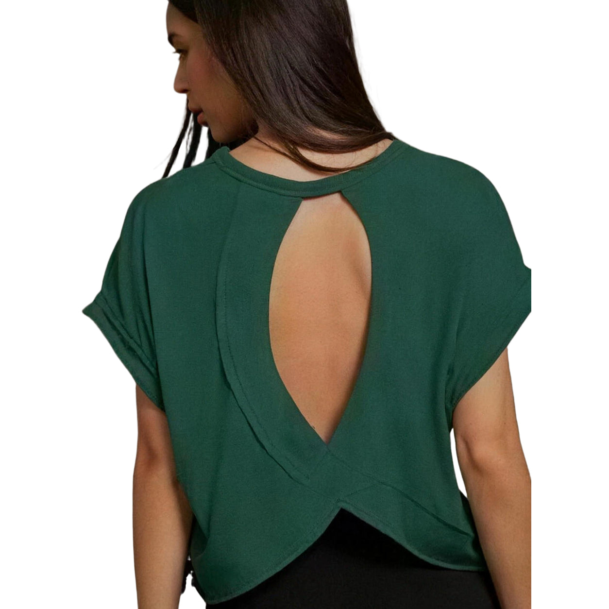 Women's Essnce Cut Out Back Batwing Sleeve Tee