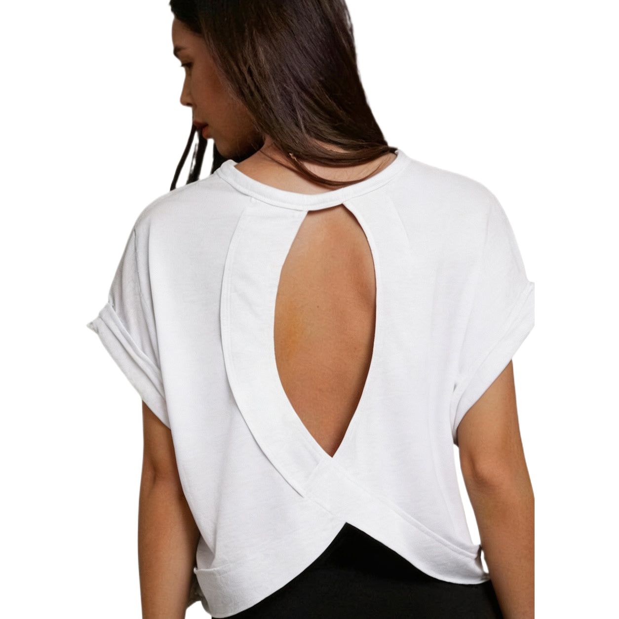 Women's Essnce Cut Out Back Batwing Sleeve Tee