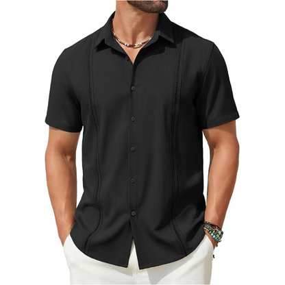 💥Men's Cuban Guayabera Shirt Short Sleeve V-Neck