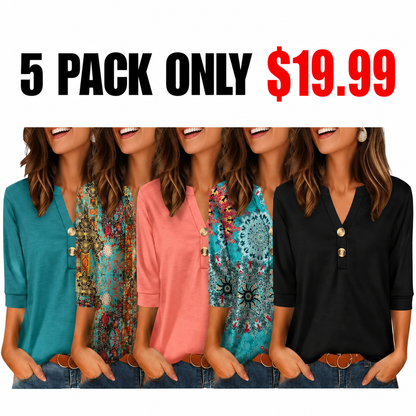 Womens Tops 3/4 Sleeve Heley Shirts for Women Summer Fashion Blouses