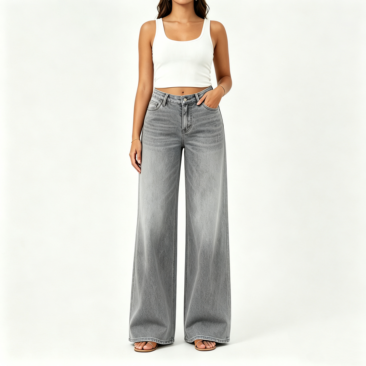 【LAST DAY SALE】Rise Baggy Stretchy Wide Leg Jeans