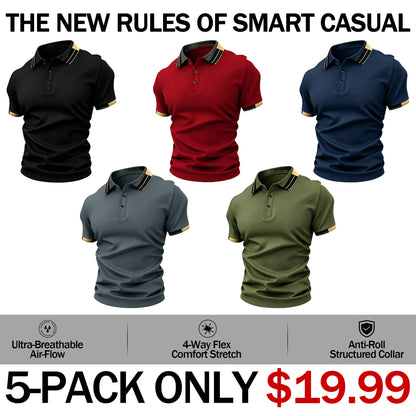 Men’s  Polo Shirt – Breathable Casual Stretch Fit Top