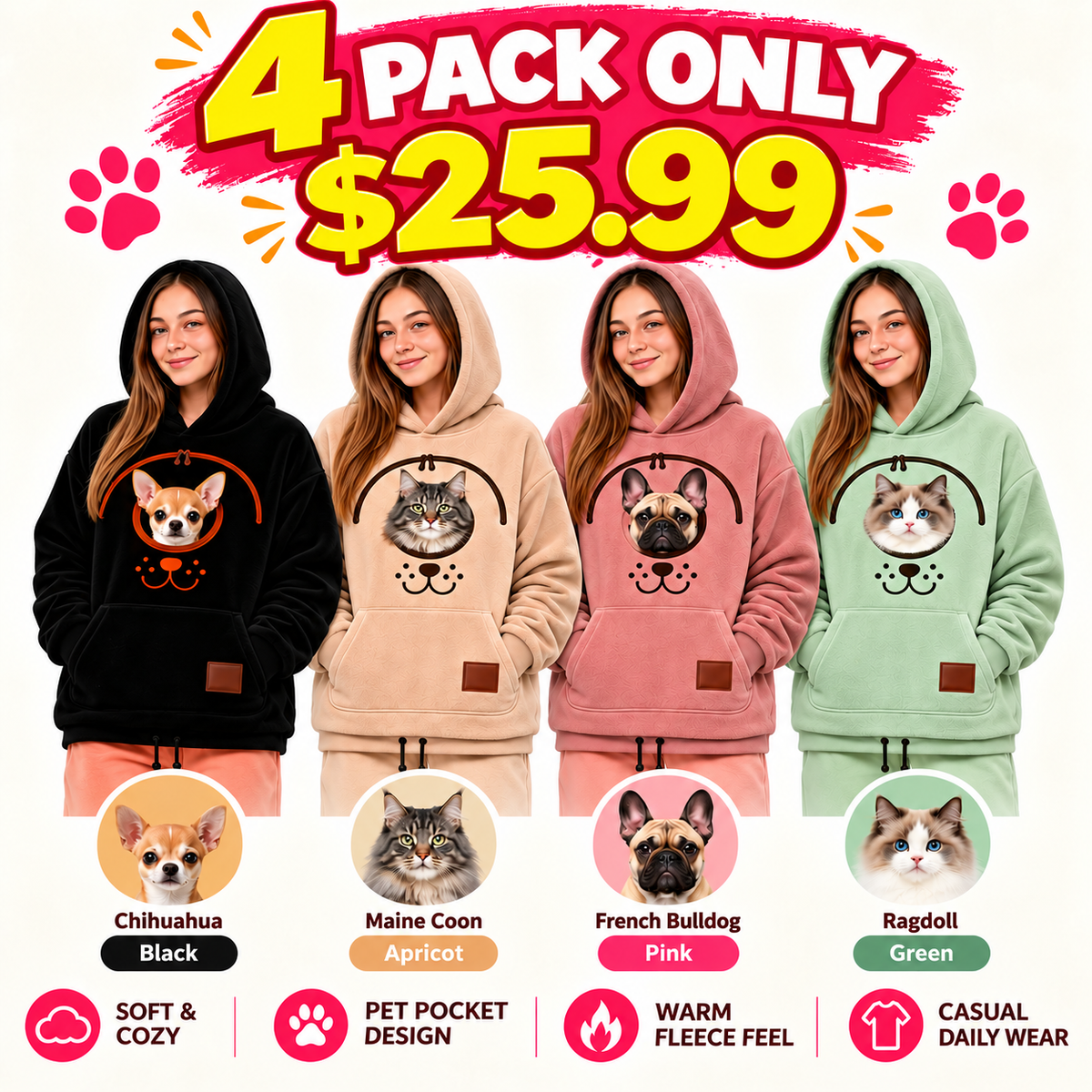 Halloween Sale 💥Pet Carrier Sweatshirt with Front Pocket