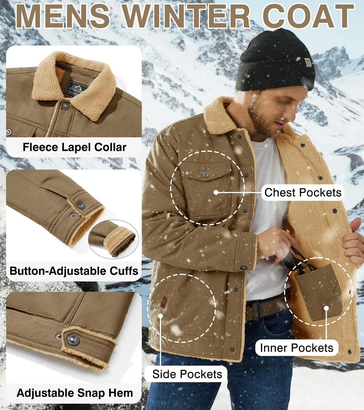 🔥 BESTSELLER | 6PCS $24.63 | Men's Sherpa-Lined Cotton Trucker Jacket