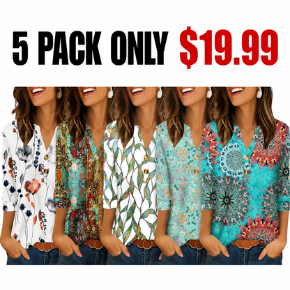 Womens Tops 3/4 Sleeve Heley Shirts for Women Summer Fashion Blouses