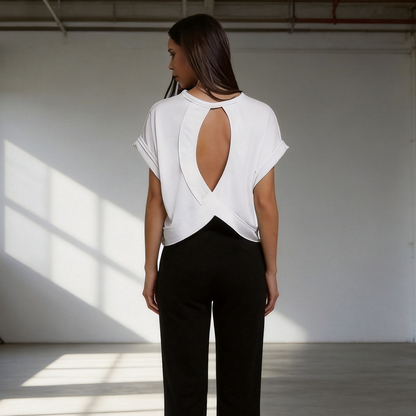 Women's Essnce Cut Out Back Batwing Sleeve Tee