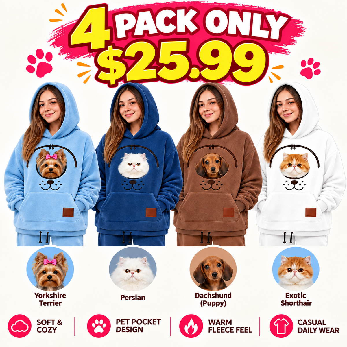 Halloween Sale 💥Pet Carrier Sweatshirt with Front Pocket