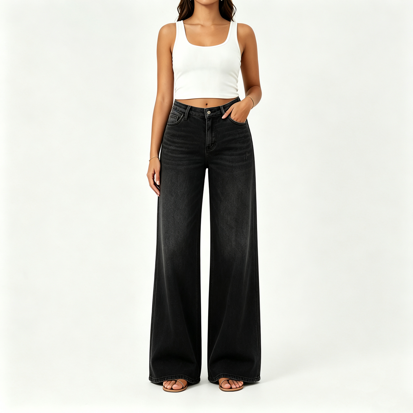 【LAST DAY SALE】Rise Baggy Stretchy Wide Leg Jeans
