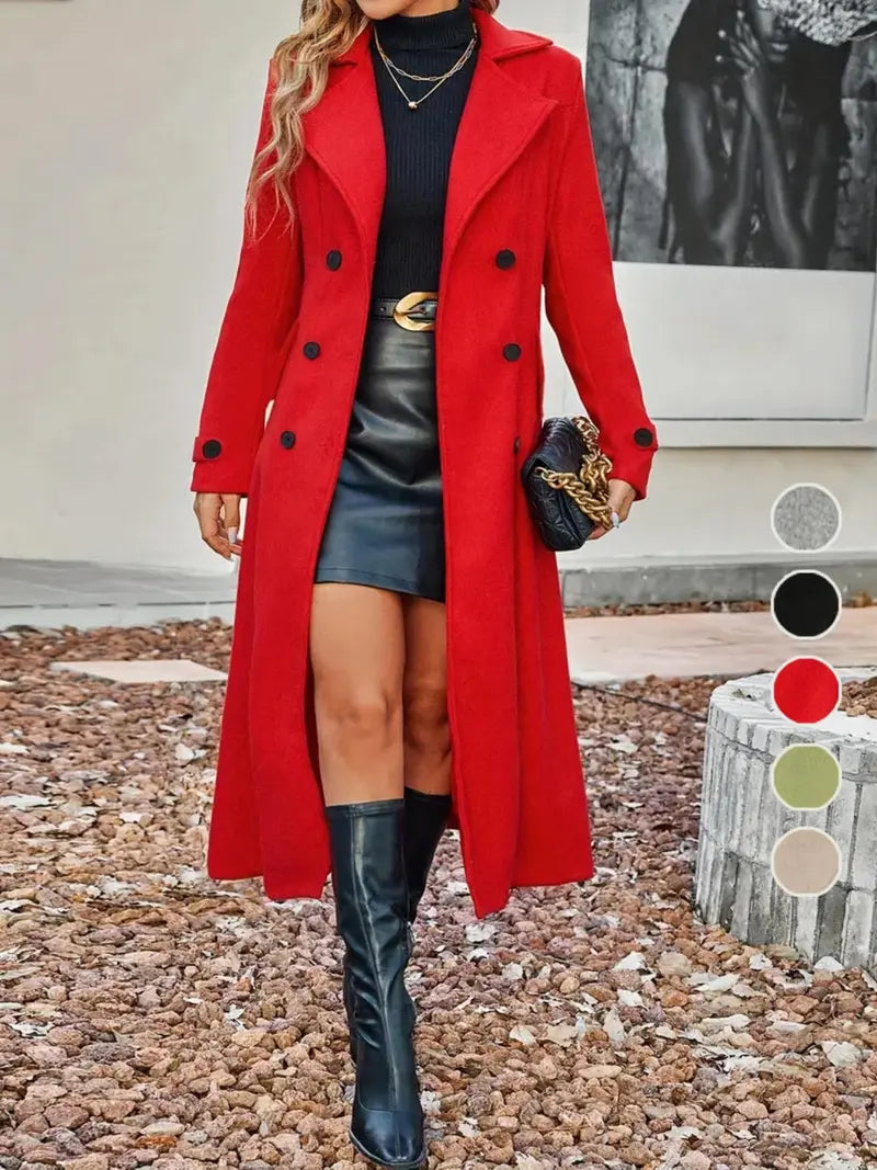 🔥Off-season special offer 🔥Women's Solid Double-Breasted Wool Coat