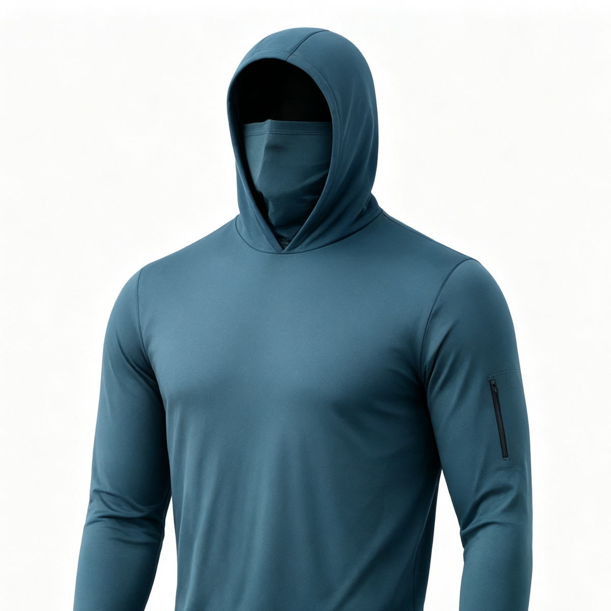 Men's UPF 50+ Long-Sleeve Sun-Protection Hoodie (with Sleeve Pocket and Face Mask)