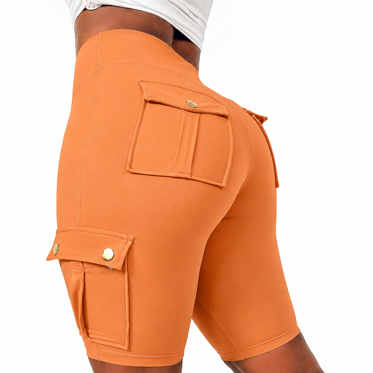 Womens Workout Shorts with Pocket Tummy Control Cargo Shorts Knee Length Butt Lifting High Waisted Biker Yoga Legging