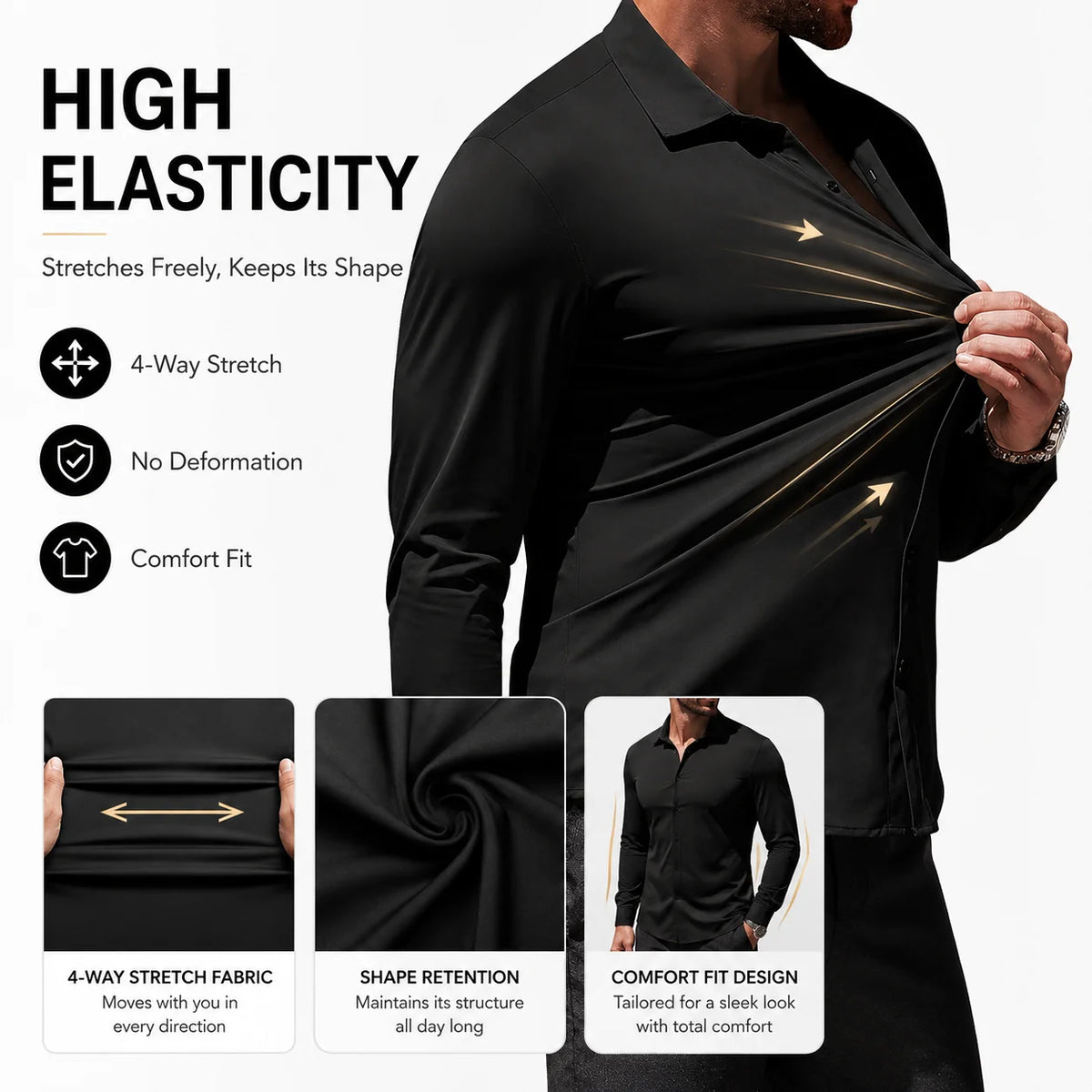 Men's Stain Sheild Business Casual Dress Shirts - Slim Fit