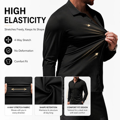 Men's Stain Sheild Business Casual Dress Shirts - Slim Fit