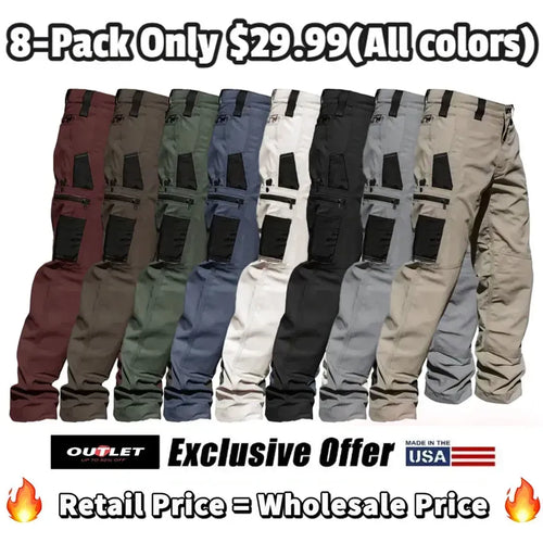 🔥Men's 8-Pack 10-Pocket Heavy Duty zipper waterproof tactical Work Pants