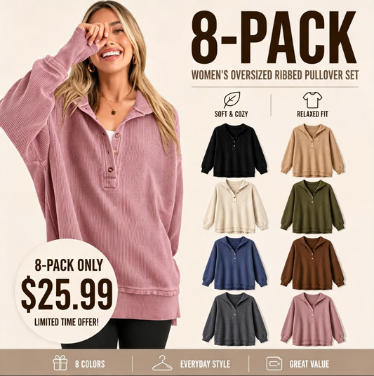 🔥 Limited-Time Sale ✨ Women’s Oversized Hoodie Sweatshirt | Button Up V Neck Long Sleeve Casual Pullover Top 🍂