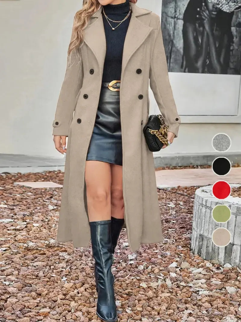 🔥Off-season special offer 🔥Women's Solid Double-Breasted Wool Coat